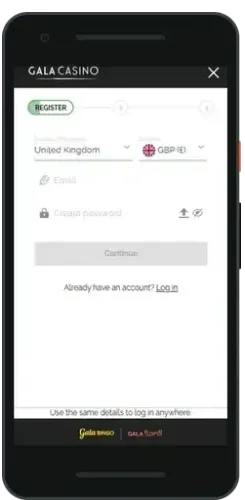 Gala app on a smartphone
